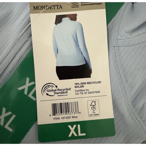 Mondetta Active Ribbed Active Top Shirt Pullover Long Sleeve Blue Womens X-Large - Picture 7 of 10
